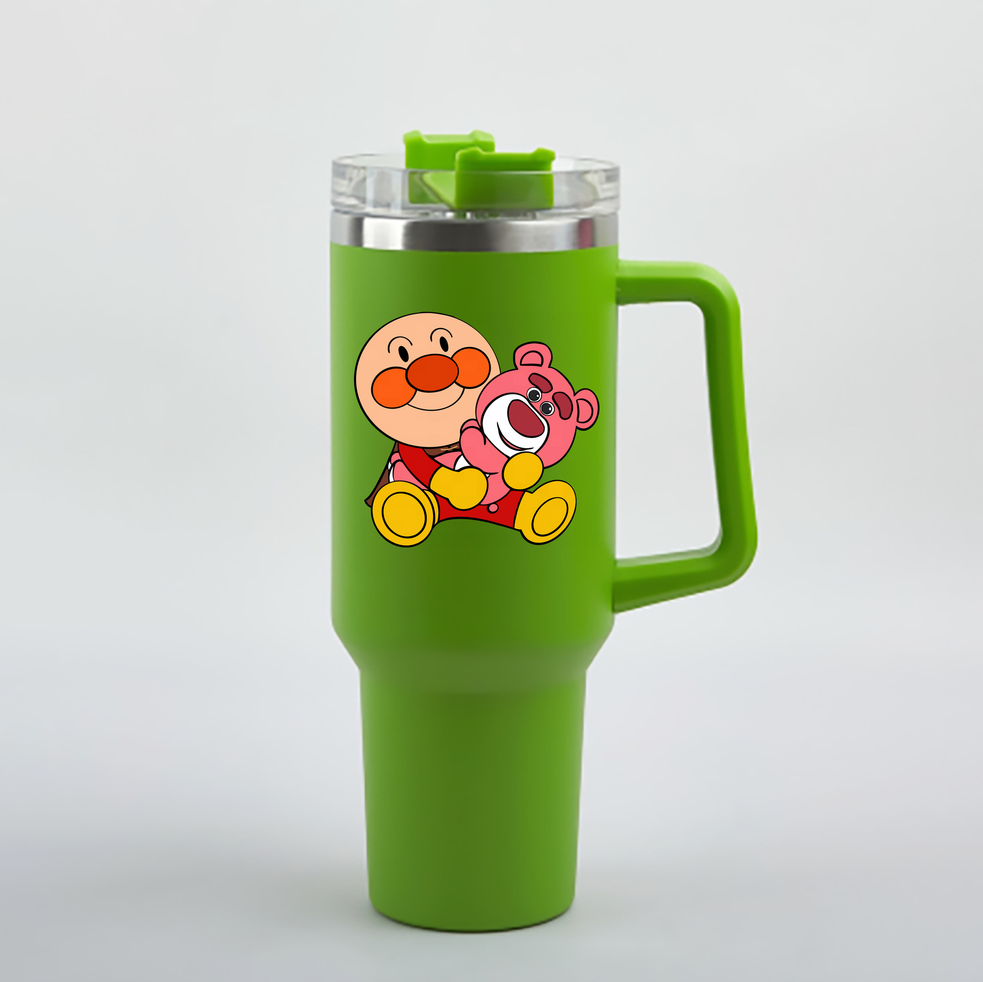 （画像用） アンパンマン Anpanman 1200mL車用タンブラー - クリスタルステッカー（プラスチックストロー付き）